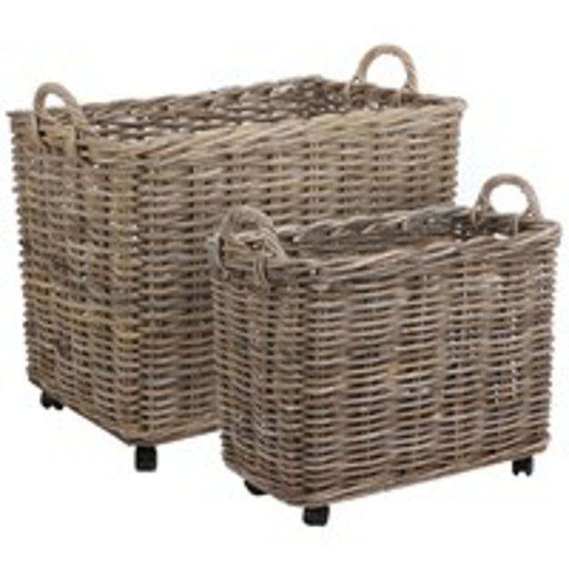Picture of MARCIA RECT LOG BASKET ON WHEELS SET 2