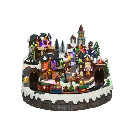 Picture of LED WINTER VILLAGE SCENE WITH TRAIN 31CM