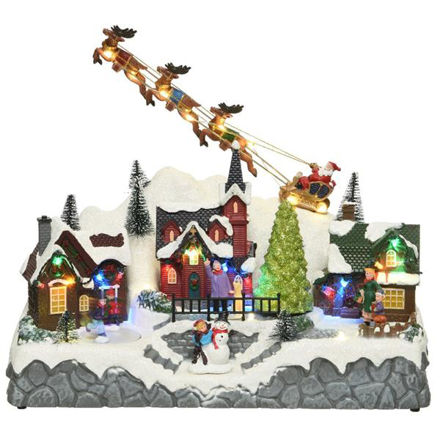 Picture of LED MUSICAL VILLAGE & FLYING SLEIGH 27.5CM