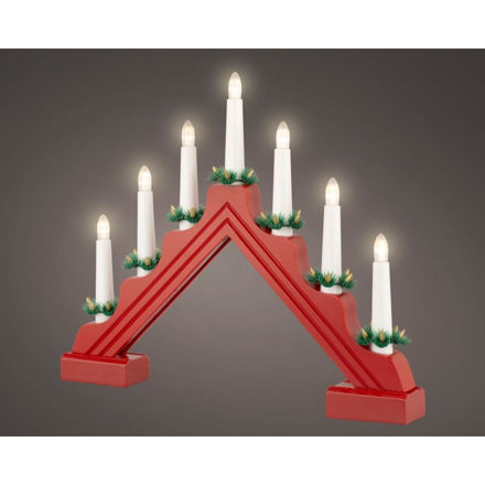 Picture of BATTERY OPERATED 7 LIGHT CANDLE BRIDGE RED