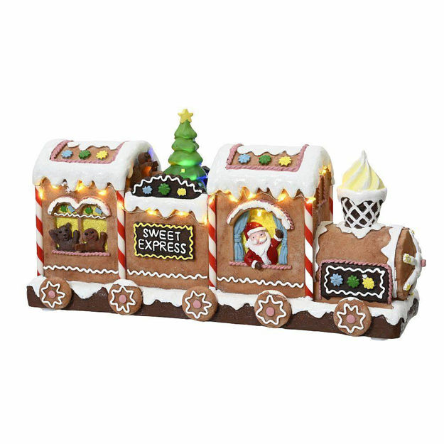 Picture of LED LIT GINGERBREAD TRAIN 18CM BATTERY OPERATED