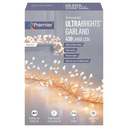 Picture of PREMIER 430 LED BATTERY GARLAND LIGHT W/WHITE