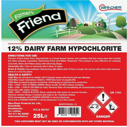 Picture of FARMERS FRIEND 12% HYPOCHLORITE CLEANER 25LTR