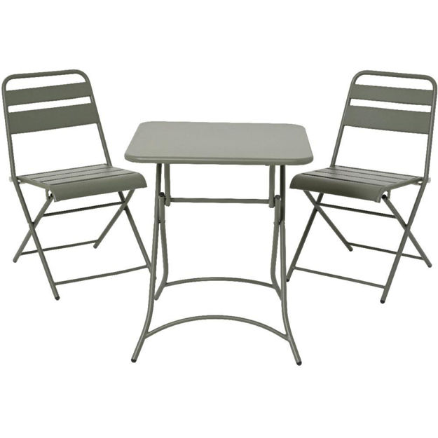 Picture of 2 SEATER metal square table bistro set green