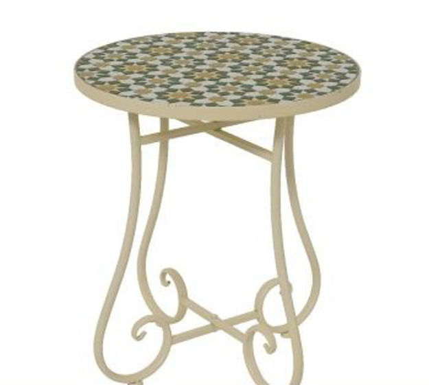 Picture of MADRID GLOSS CREAM MOSAIC SIDE TABLE